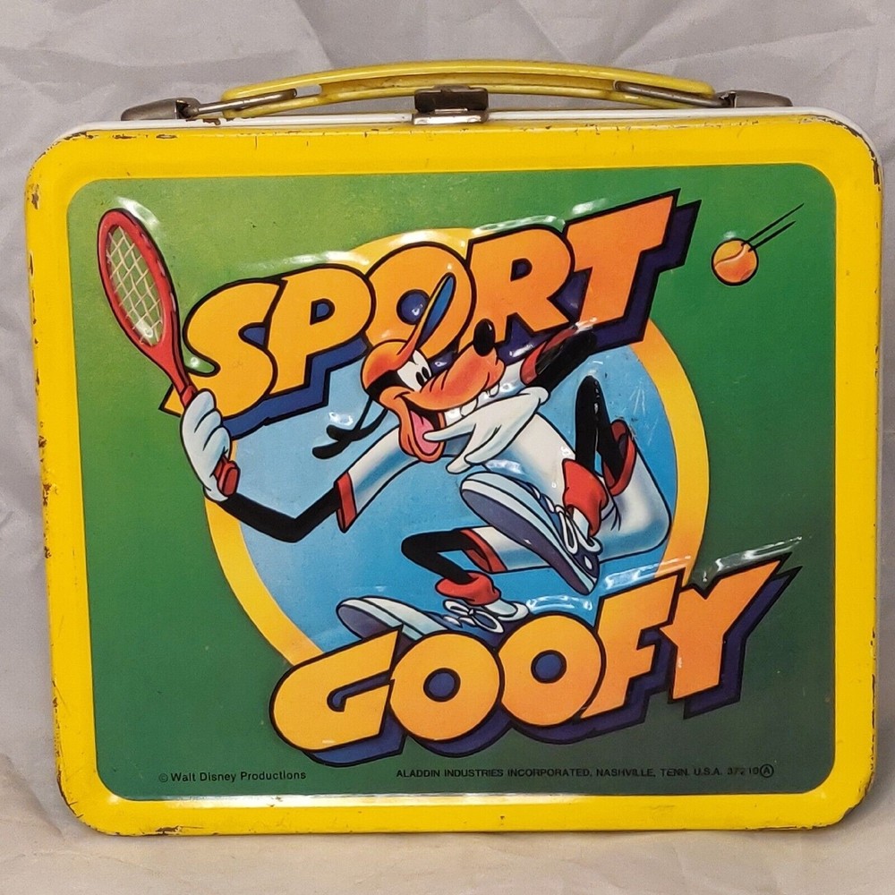 Walt Disney Sport Goofy Metal Lunchbox Vintage 1983 Aladdin lunch box